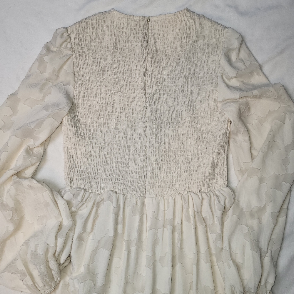 INA Smocked Lined Maxi Dress Women's Size Small‎ Cream Ivory Modest Cottagecore - Picture 6 of 14